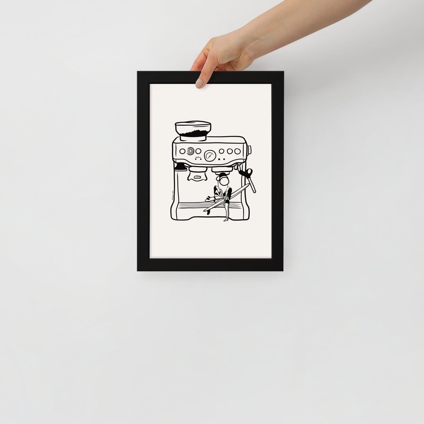 Framed art print - Surfers' coffee to go