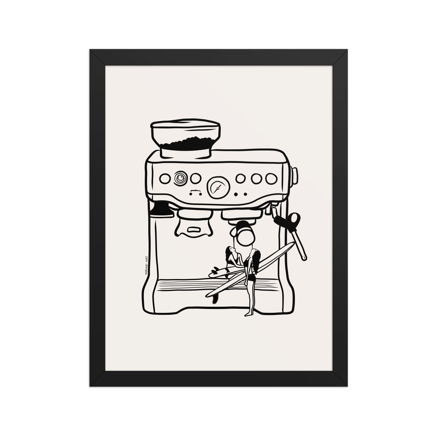 Framed art print - Surfers' coffee to go