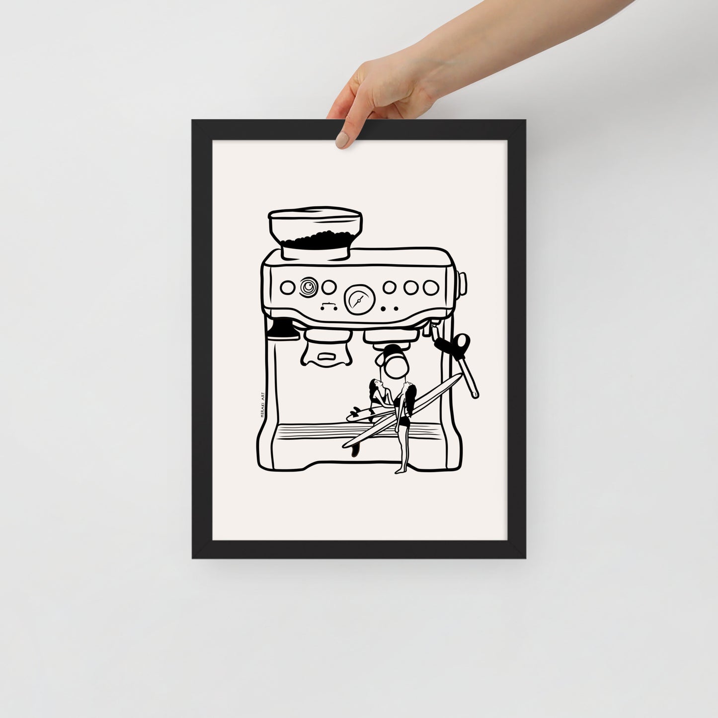 Framed art print - Surfers' coffee to go