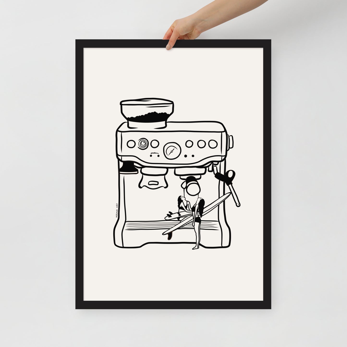 Framed art print - Surfers' coffee to go