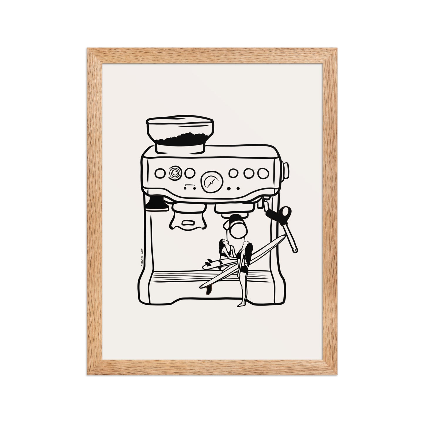 Framed art print - Surfers' coffee to go