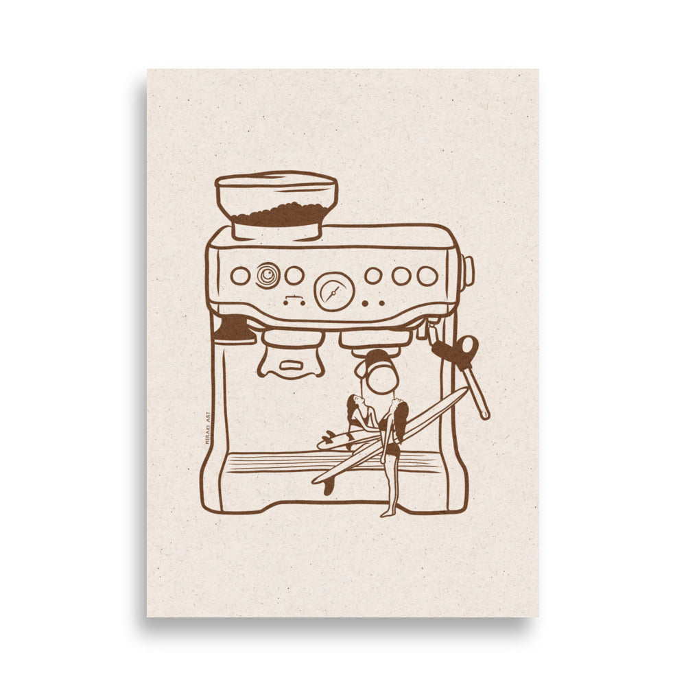 Art print - Surfers' coffee to go - Burnt orange