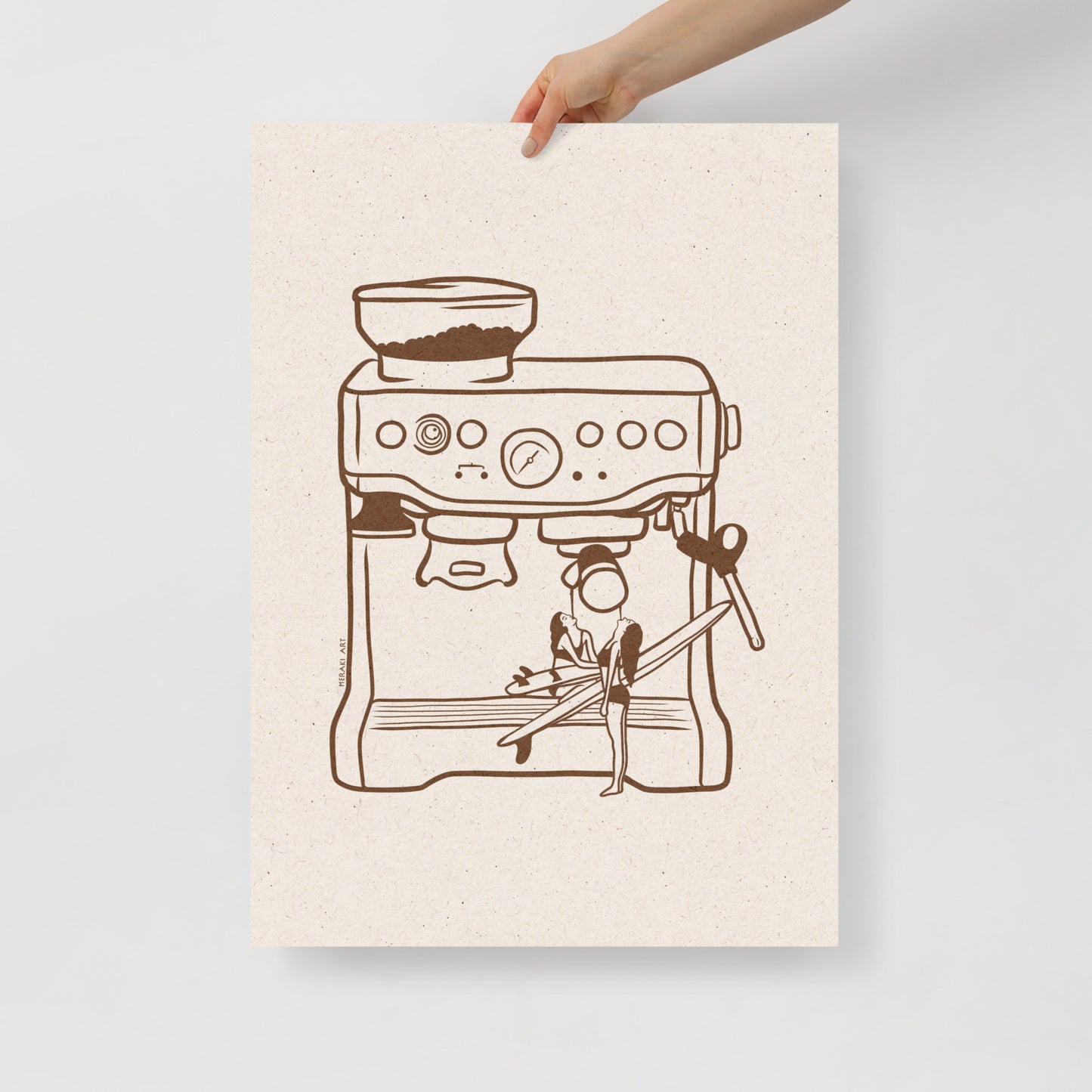 Art print - Surfers' coffee to go - Burnt orange