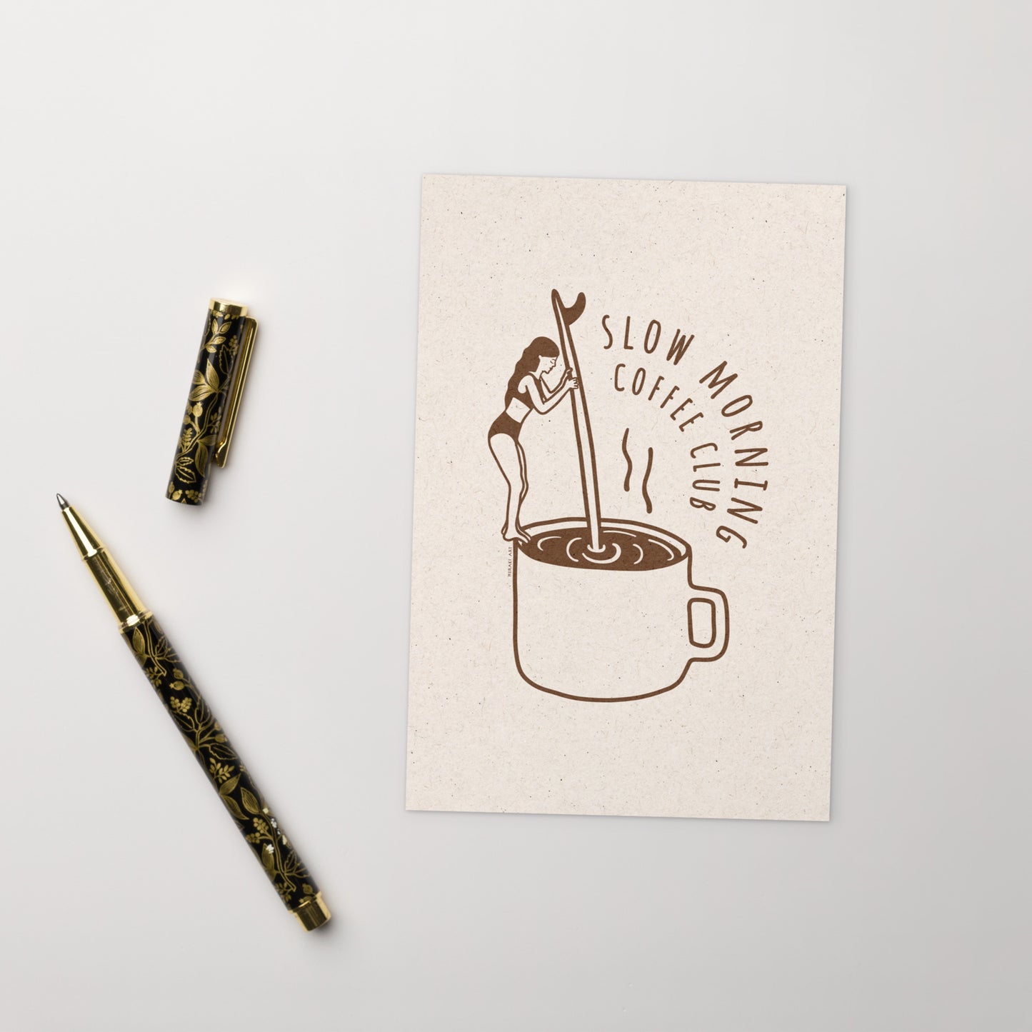 Postcard - Slow morning coffee club - Brown