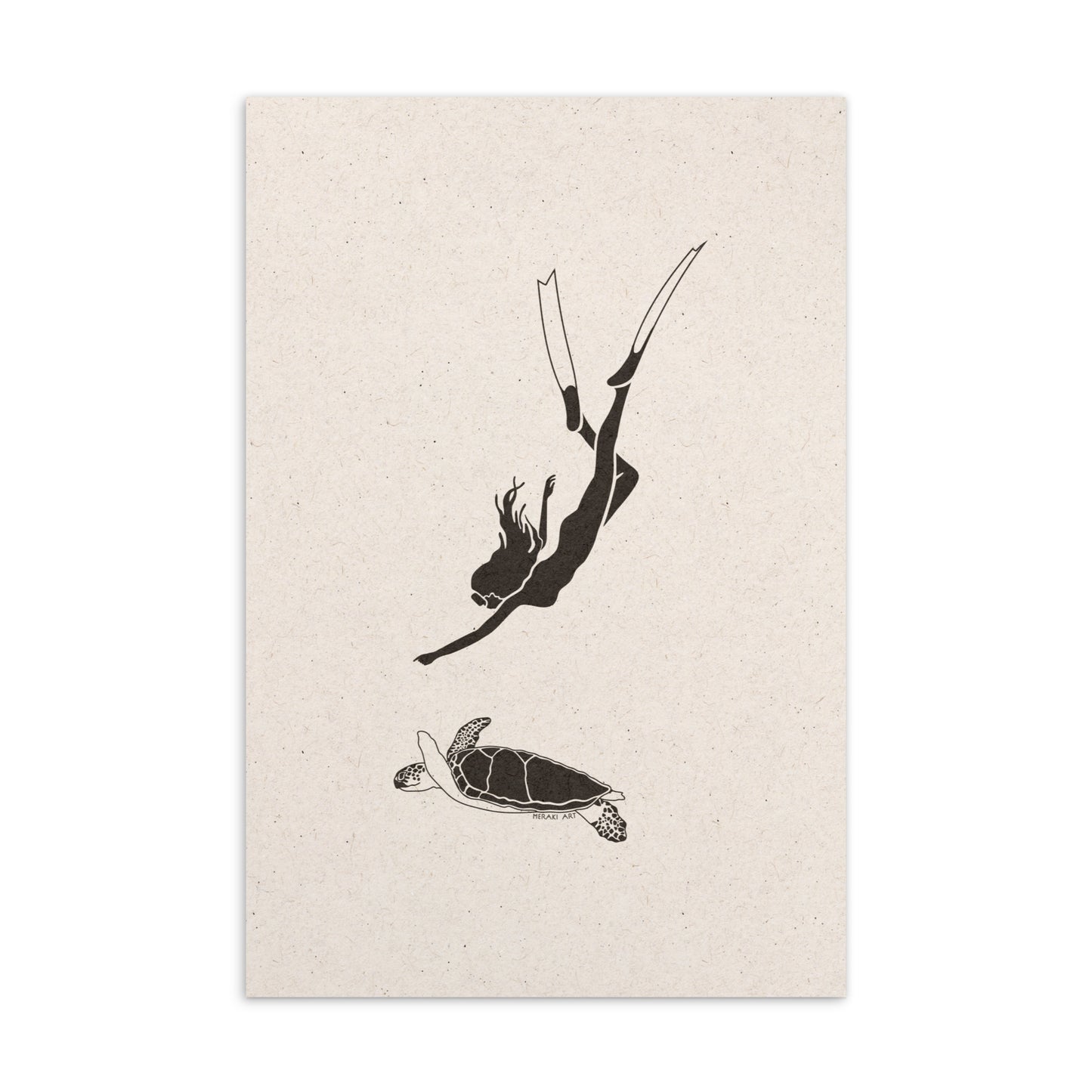 Postcard - Turtle dive