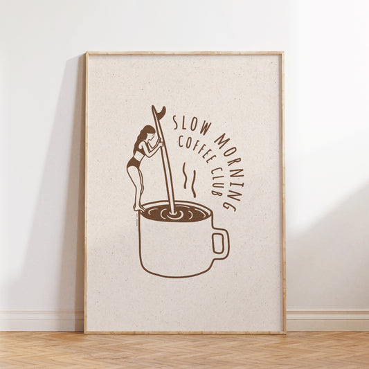 Art print - Slow morning coffee club - Brown