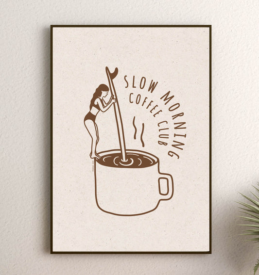 Art print - Slow morning coffee club - Brown