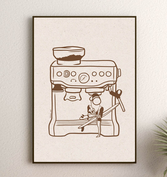 Art print - Surfers' coffee to go - Brown