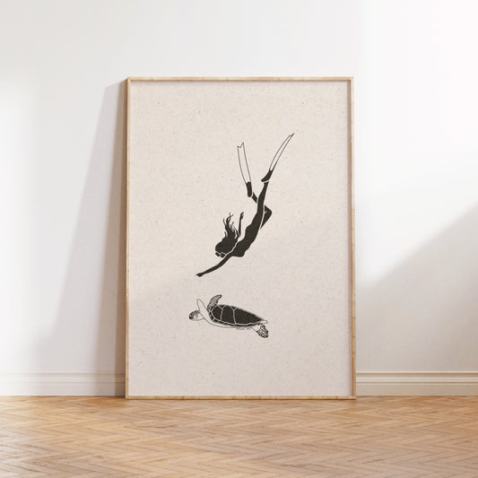 Art print - Turtle dive