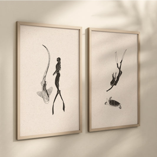 Art print - Leopard shark dive