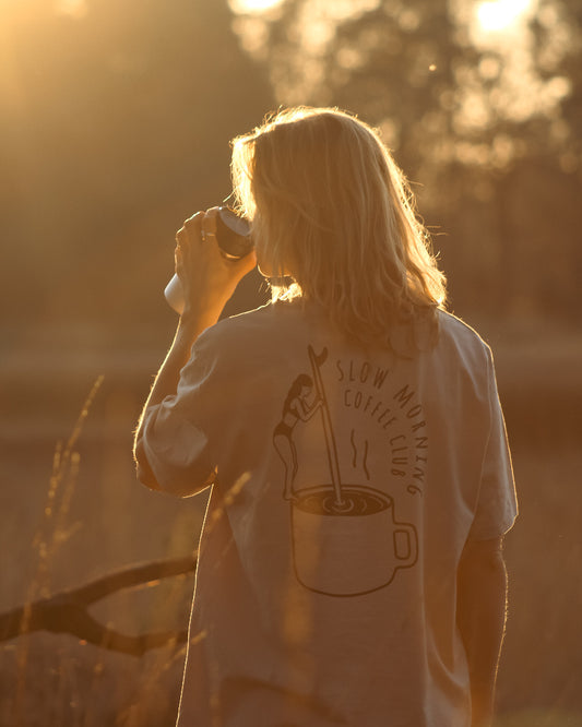 Unisex organic cotton T-shirt - Slow morning coffee club