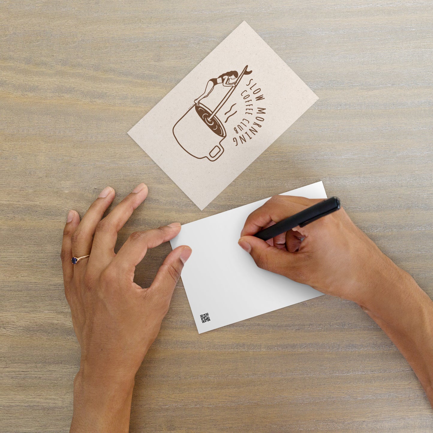 Postcard - Slow morning coffee club - Brown
